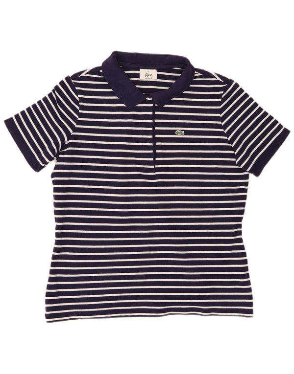 Lacoste Dame Polo Shirt Størrelse 46 XL Marineblå Stribet
