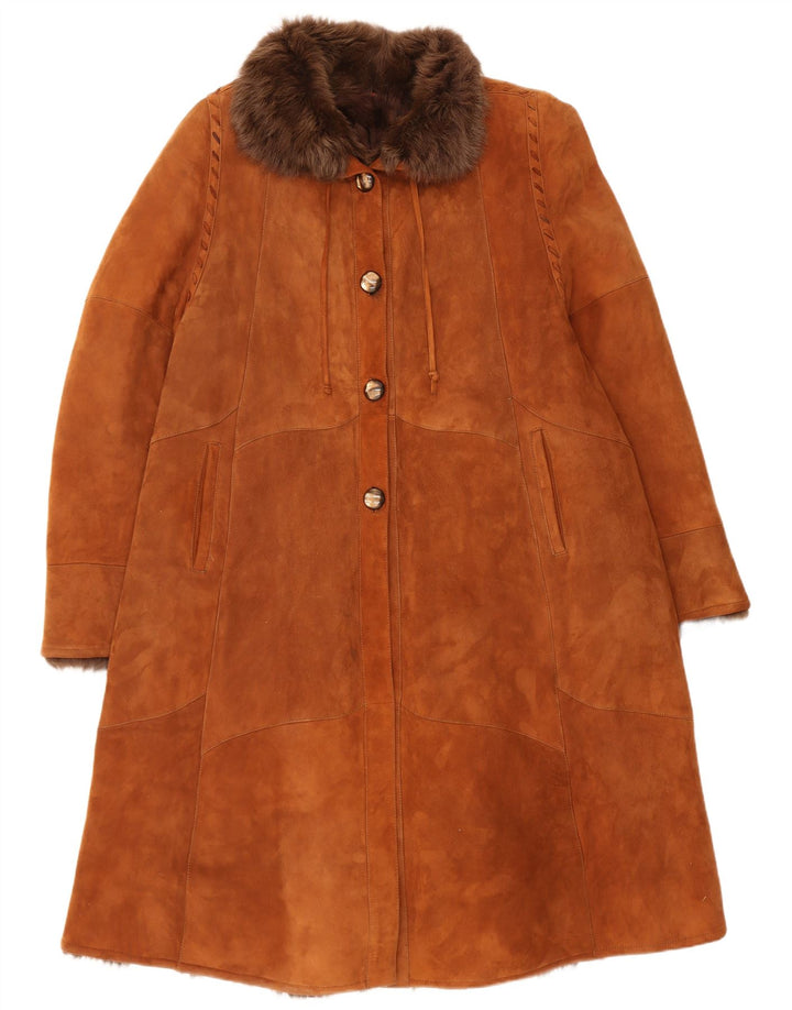 Vintage Dame Loose Fit Shearling Coat IT 44 Medium Brun