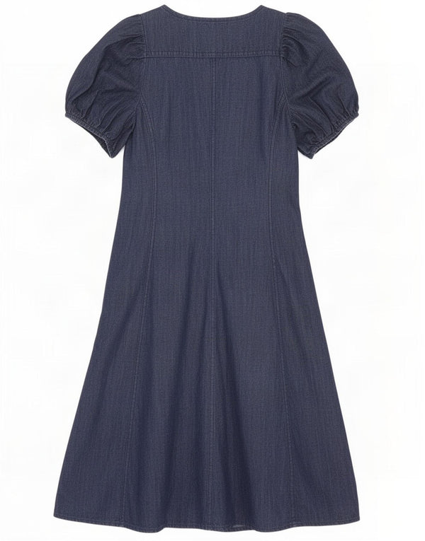 Zara Dame Denim Kjole UK 10 Small Navy Blue Bomuld