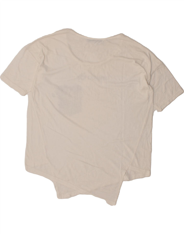DESIGUAL Womens Graphic Asymmetric Blouse Top UK 16 Large White Vintage Desigual and Second-Hand Desigual from Messina Hembry 
