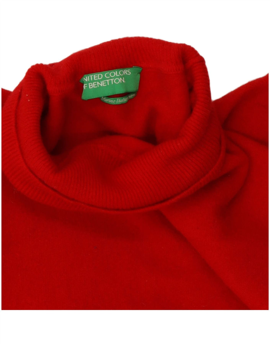 Benetton Dame Crop Roll Neck Jumper Sweater UK 10 Small Red
