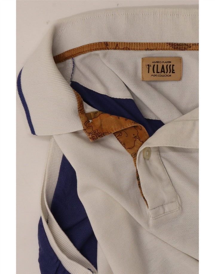 ALVIERO MARTINI Poloshirt til mænd Stor hvid farveblok