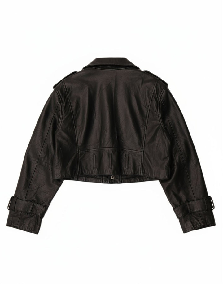 ZARA Womens Oversized Faux Leather Blazer Jacket UK 10 Small Black