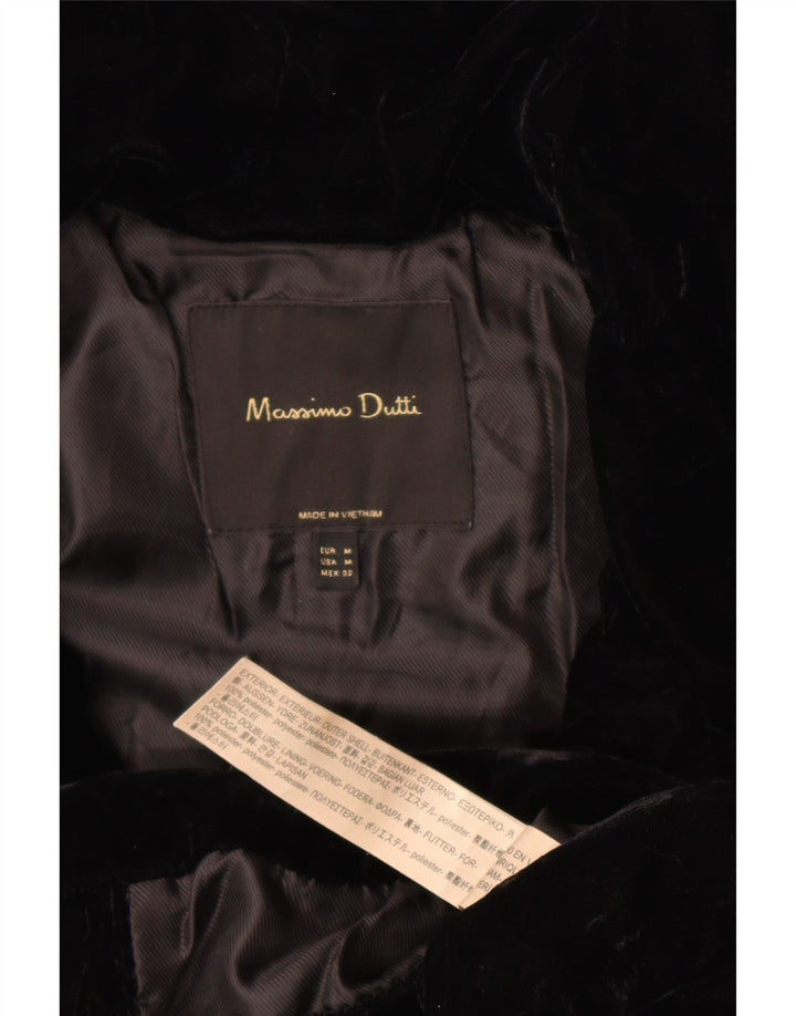Massimo Dutti Dame Velvet Polstret Jakke UK 14 Medium Sort Polyester