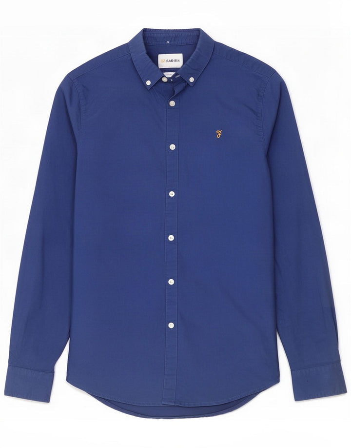 Farah Slim Fit-skjorte til mænd Small Blue Cotton