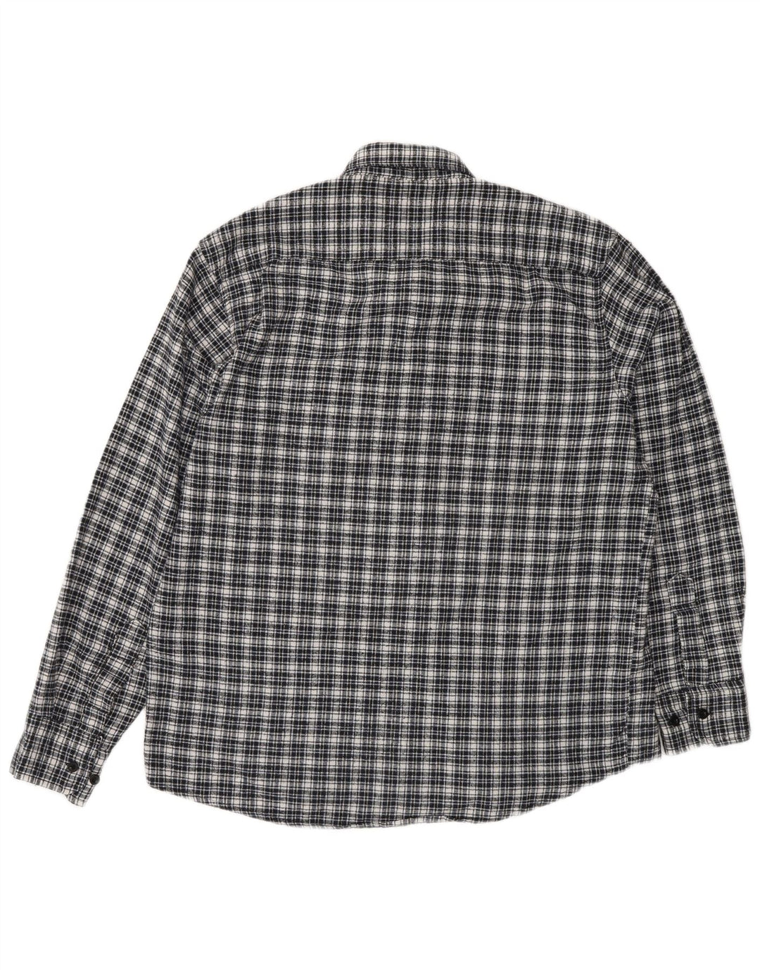 Vintage herre flannel skjorte str. 42 Large marineblå ternet bomuld