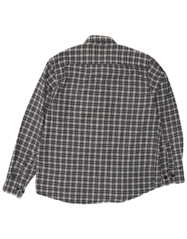 Vintage herre flannel skjorte str. 42 Large marineblå ternet bomuld
