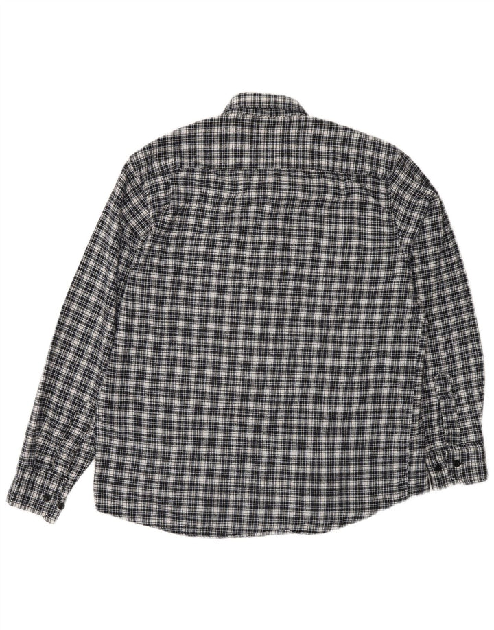 Vintage herre flannel skjorte str. 42 Large marineblå ternet bomuld