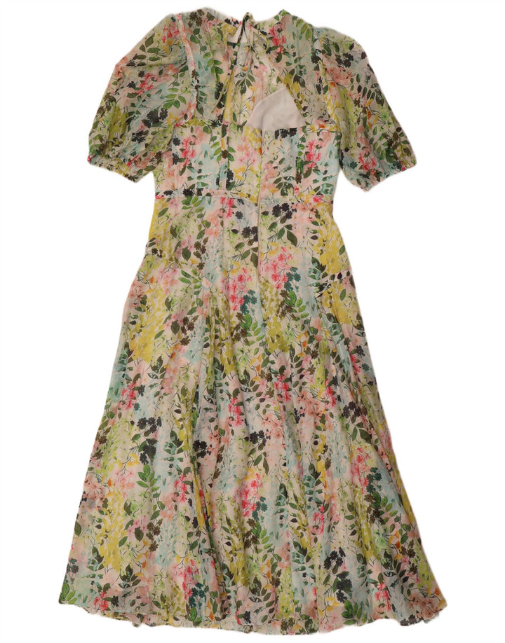 Ted Baker Dame Maxikjole Størrelse 3 Medium Grøn Floral Lyocell