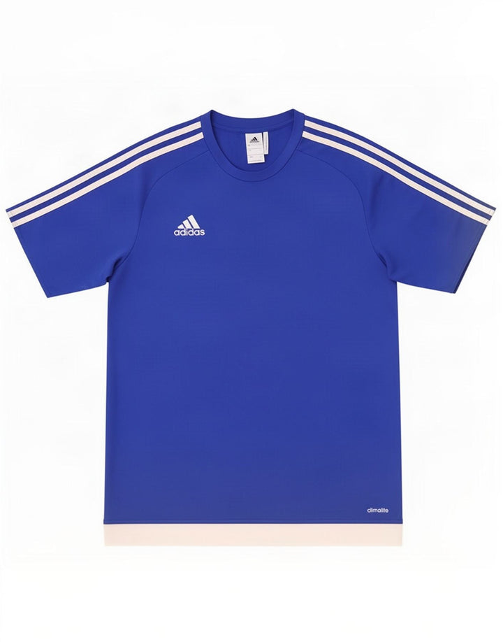 Adidas Herre Climalite T-Shirt Top Stor Blå Colourblock Polyester