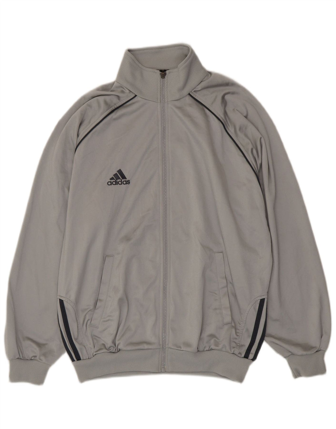 Adidas Herre Loose Fit træningsdragt Topjakke UK 40/42 Medium Grey Polyester