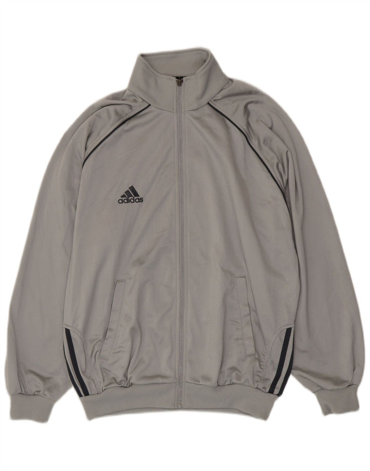Adidas Herre Loose Fit træningsdragt Topjakke UK 40/42 Medium Grey Polyester