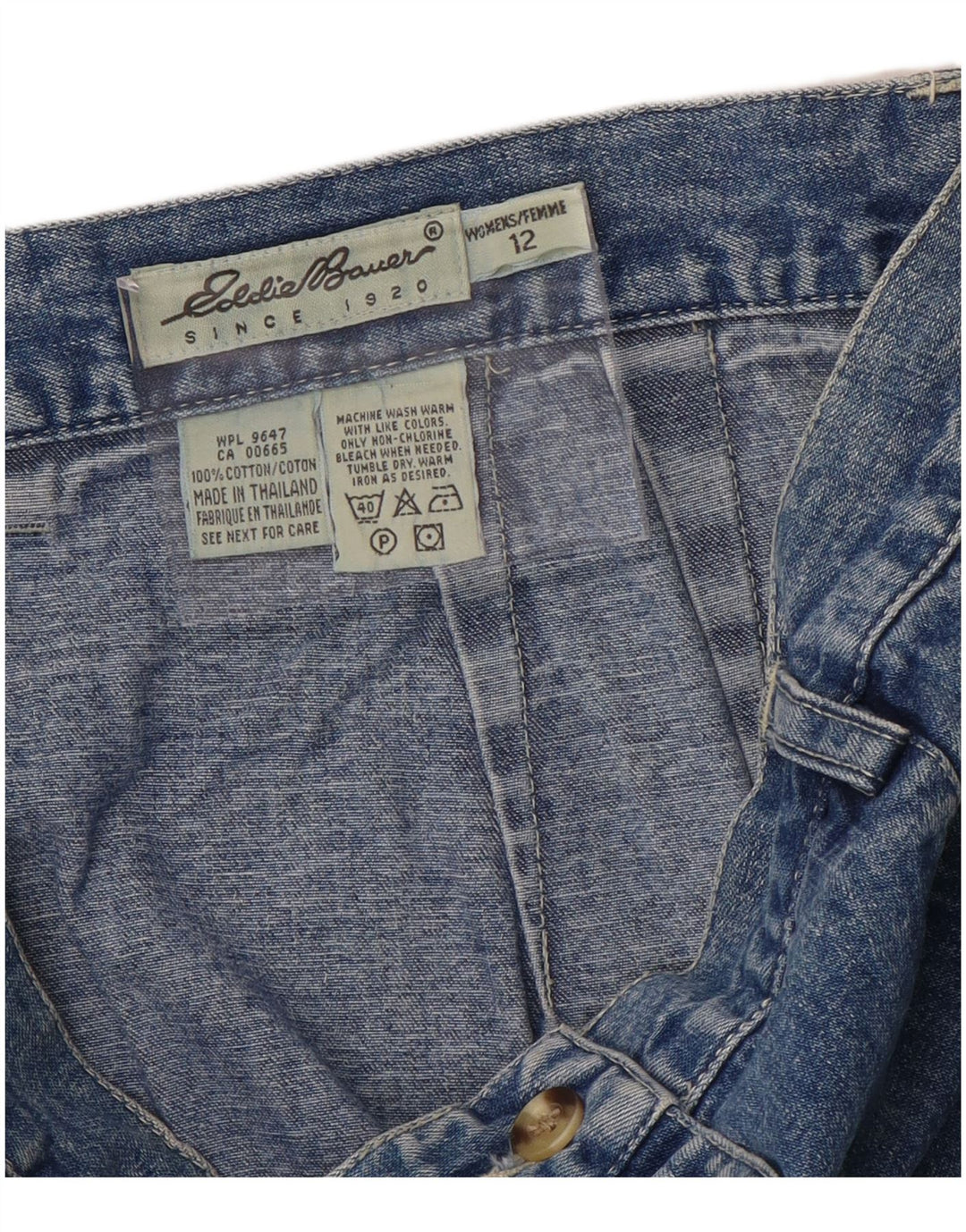 EDDIE BAUER Dame Denim Nederdel US 12 Large W30 Blue Cotton