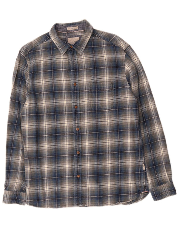 White Stuff Herre Classic Fit Flannel Shirt Medium Blue Plaid Bomuld