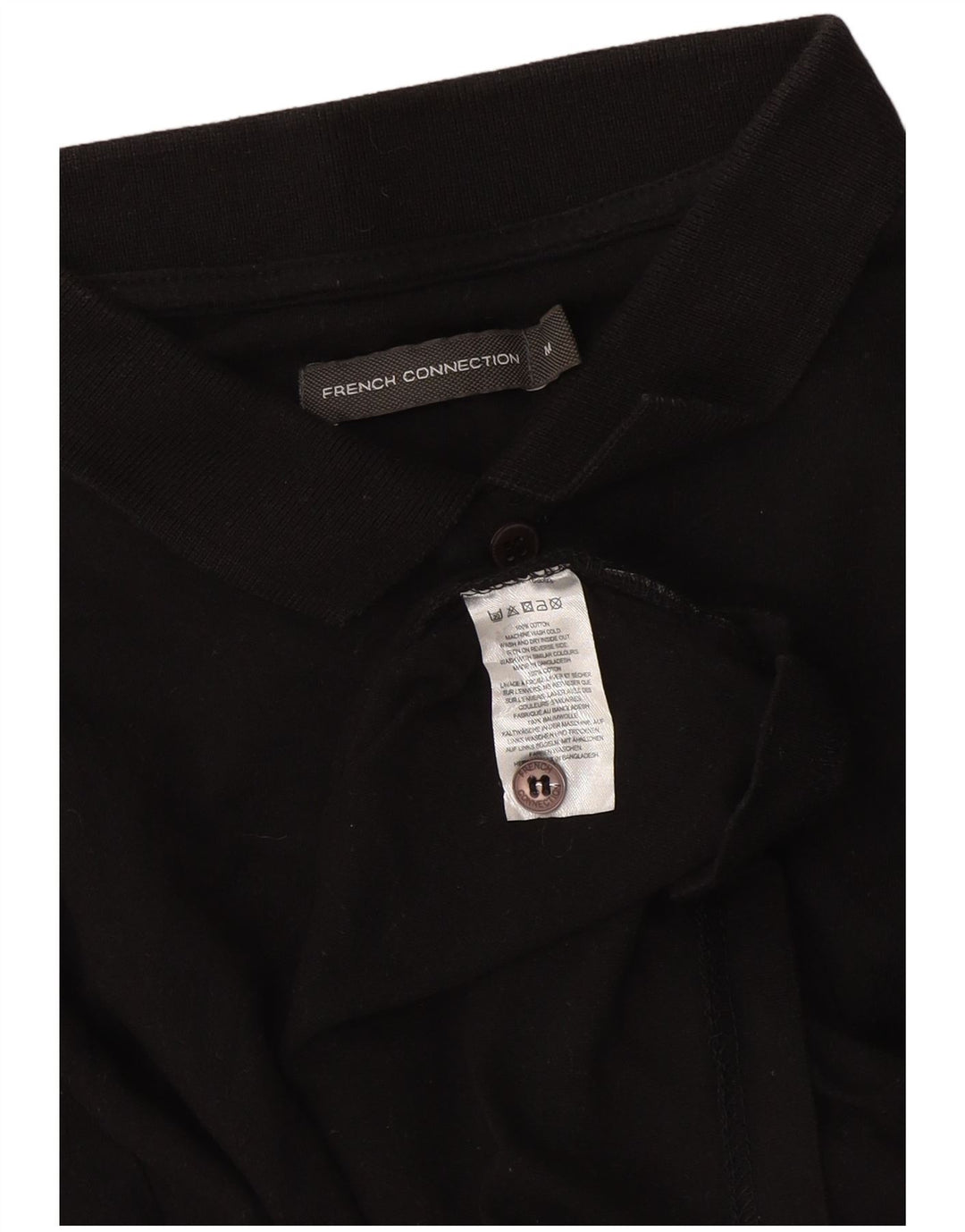 French Connection Langærmet poloshirt til mænd Medium sort bomuld
