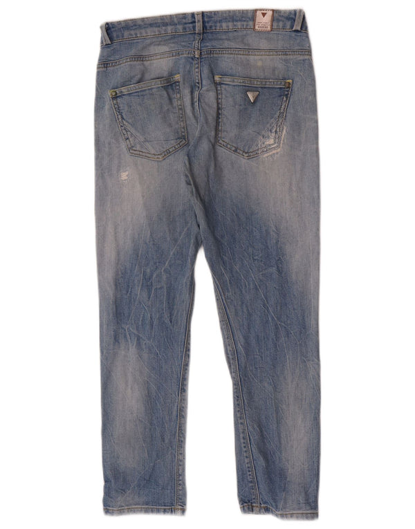 Guess Womens Distressed Slim Jeans W26 L24 Blue Cotton