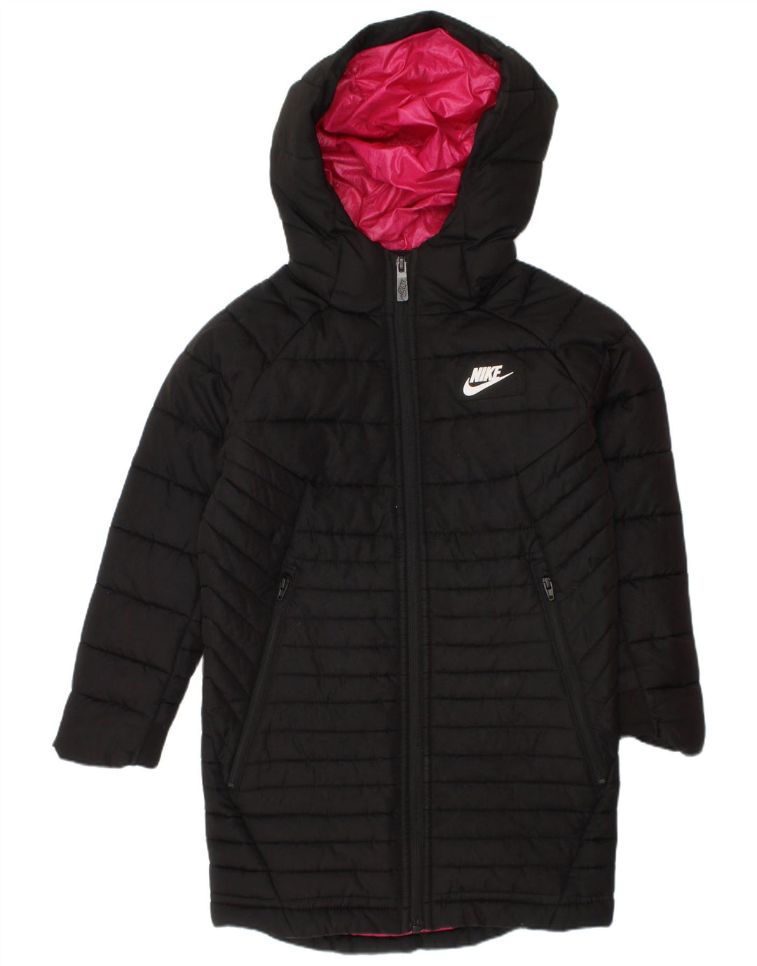 Nike Piger Polstret frakke med hætte 4-5 år Lille sort polyester