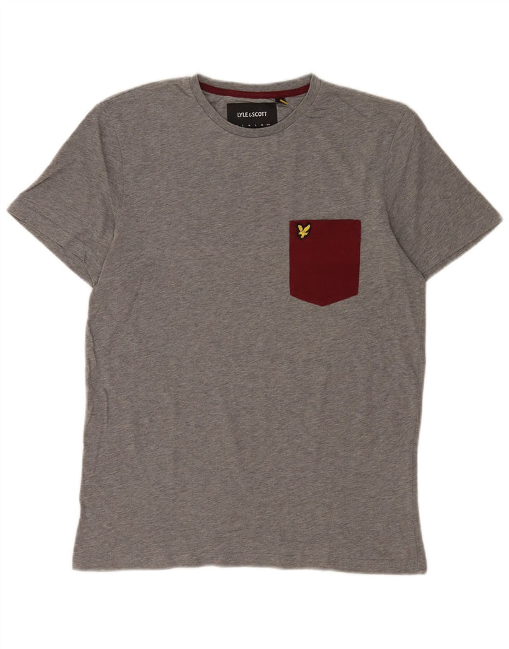 Lyle & Scott Herre T-Shirt Top Lille Grå Colourblock Bomuld