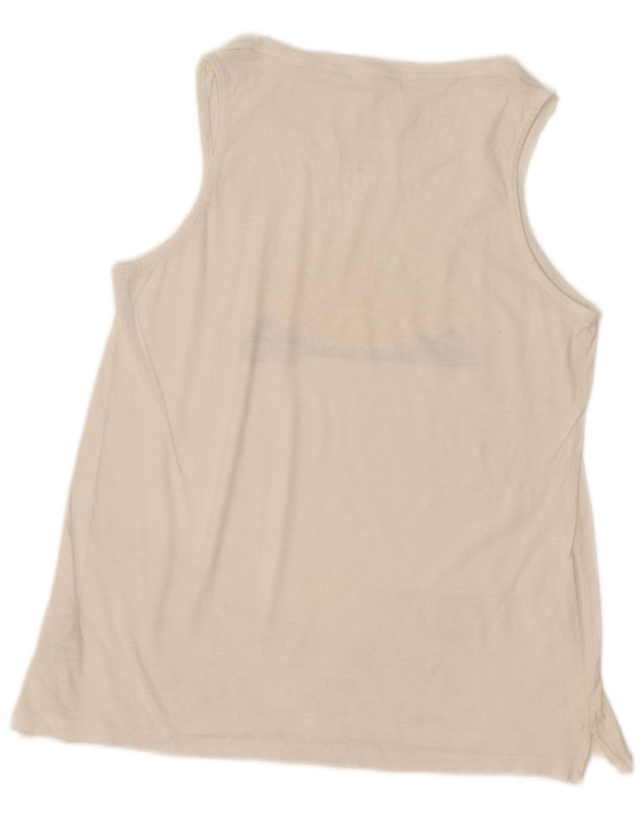 Fat Face Kvinders Grafisk Vest Top UK 12 Medium Hvid Bomuld