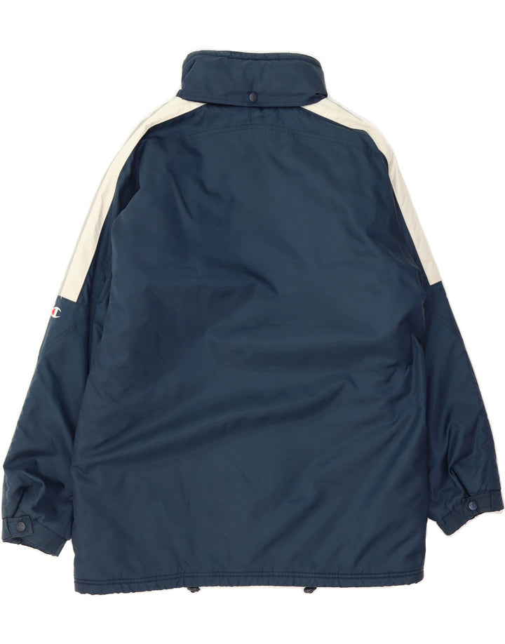 CHAMPION Mens Windbreaker Jacket UK 38 Medium Navy Blue Colourblock Vintage Champion and Second-Hand Champion from Messina Hembry 
