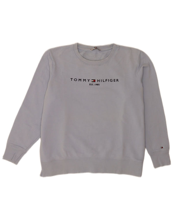Tommy Hilfiger Dame Grafisk Sweatshirt Jumper UK 14 Large Blue