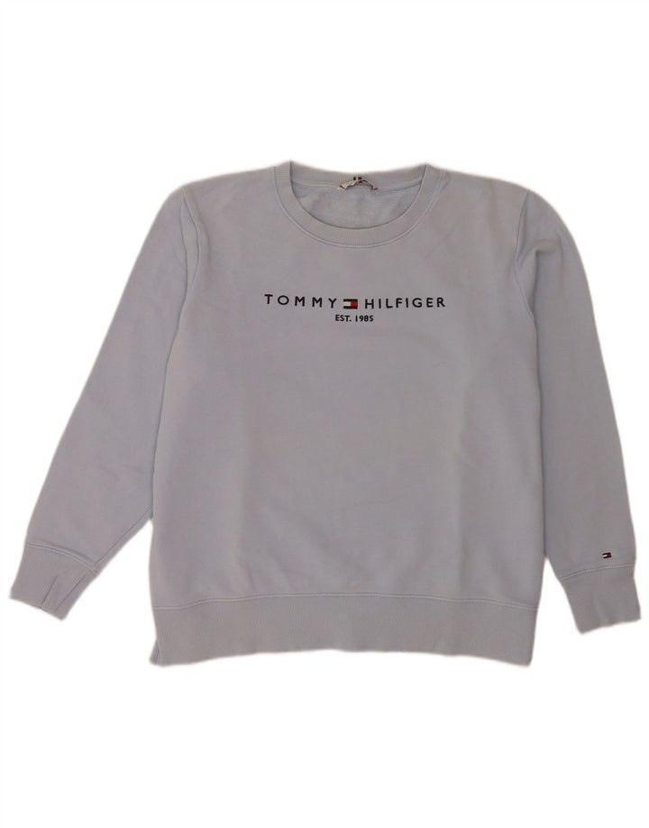 Tommy Hilfiger Dame Grafisk Sweatshirt Jumper UK 14 Large Blue