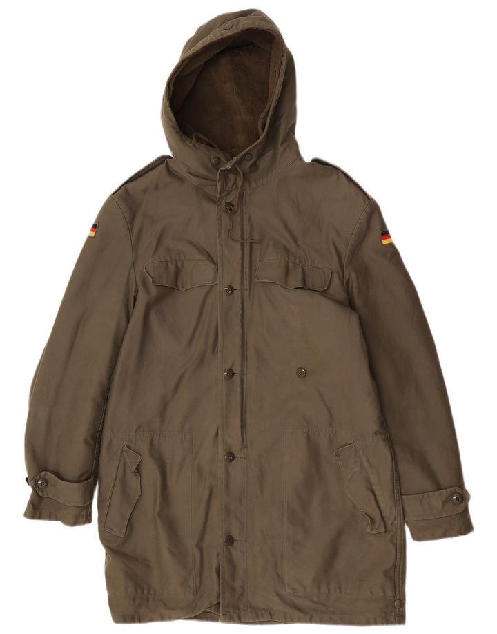 Vintage Sherpa Parkajakke med hætte til mænd UK 38 Medium Khaki