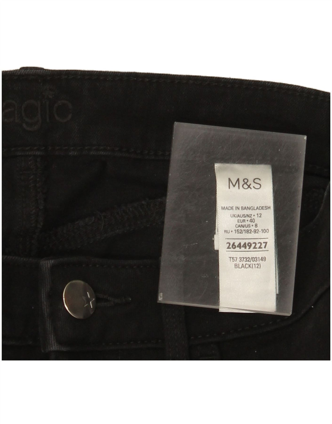 Marks & Spencer Dame Denim Bermuda Shorts UK 12 Medium W30 Sort Bomuld