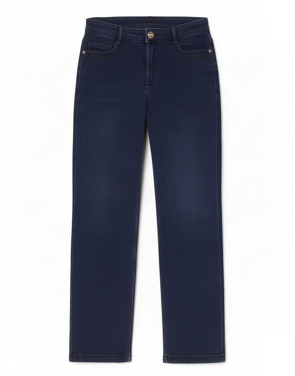 Marks & Spencer Dame Straight Jeans UK 10 Small W28 L27 Navy Blue Bomuld