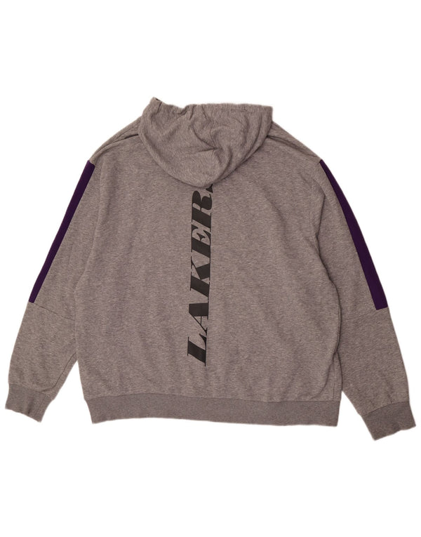 New Era Herre Los Angeles Lakers Grafisk Hoodie Jumper 2XL Grå Colourblock