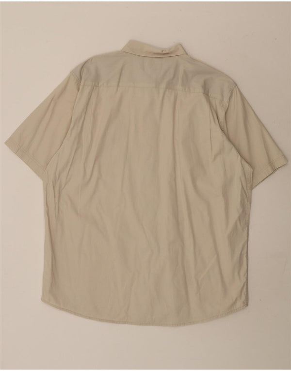 WRANGLER Mens Short Sleeve Shirt Large Beige Cotton