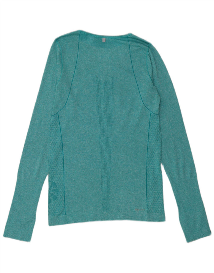 Nike Dame Dri Fit Top Langærmet UK 10 Lille Grøn Flecked Polyester
