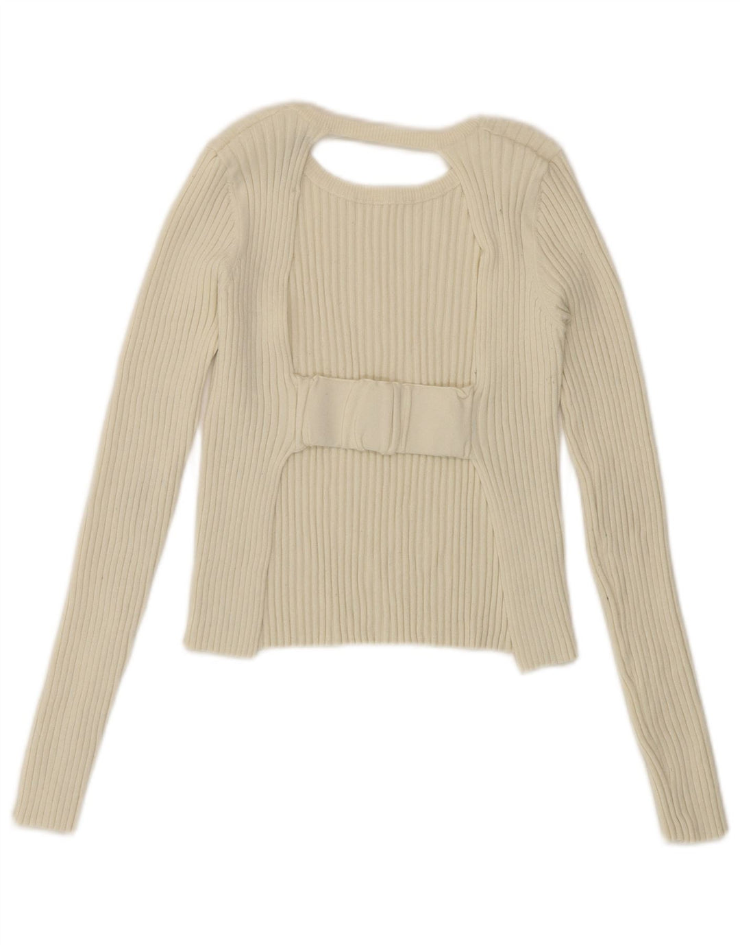 Zara Womens Cut Out Langærmet Crop Top UK 10 Small Off White