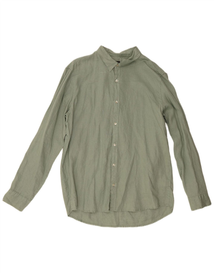 French Connection Herre Classic Fit Skjorte Large Green Linen