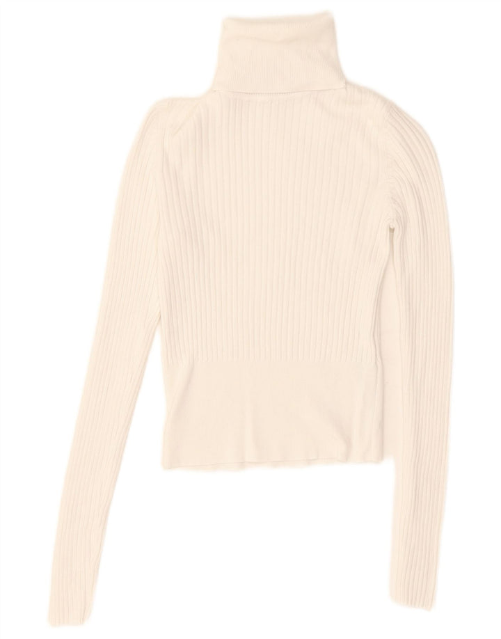 Zara Womens Crop Roll Neck Bluse Top UK 8 Small White Viscose