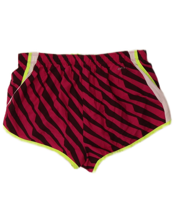 Nike Dame Dri Fit sportsshorts UK 14 Medium Pink Stribet Polyester