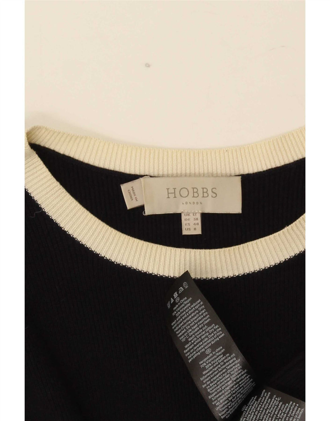 Hobbs Dame Jumper Dress UK 12 Medium Navy Blue Rayon