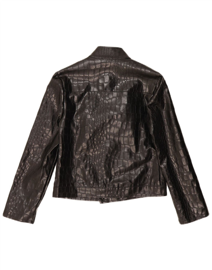 Vintage dame bomberjakke UK 14 Stort sort dyreprint