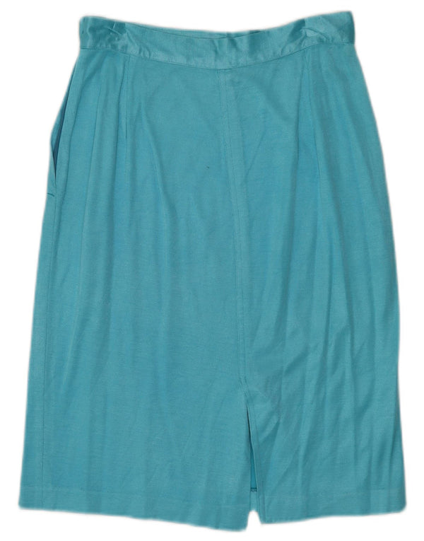 Vintage Womens Pencil Skirt IT 42 Medium W26 Blue Cotton