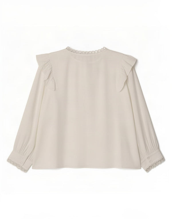 Zara Womens 3/4 Sleeve Blouse Top UK 16 Large White Polyester