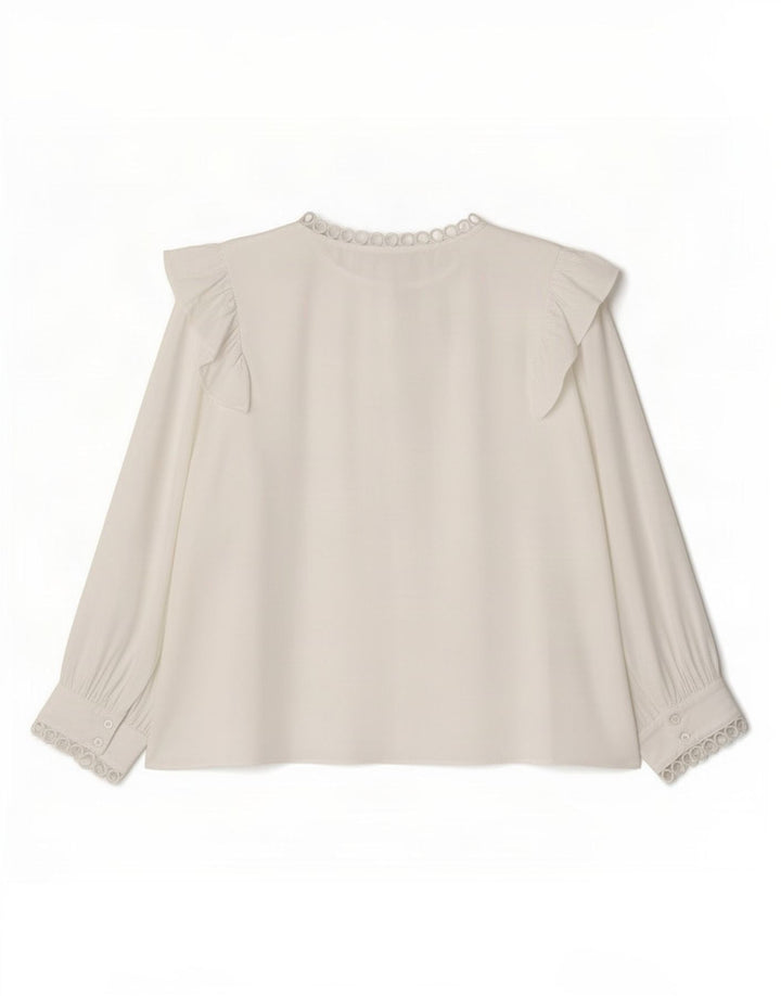 Zara Dame 3/4 ærmet bluse Top UK 16 Large White Polyester