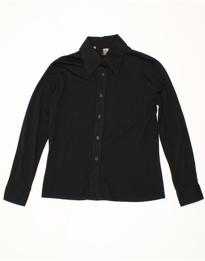 VINTAGE Womens Shirt UK 14 Medium Black Vintage Vintage and Second-Hand Vintage from Messina Hembry 
