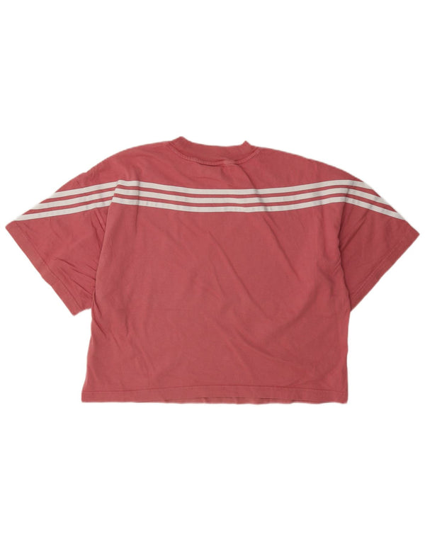 Adidas Womens Crop T-Shirt Top UK 16/18 Large Pink Cotton