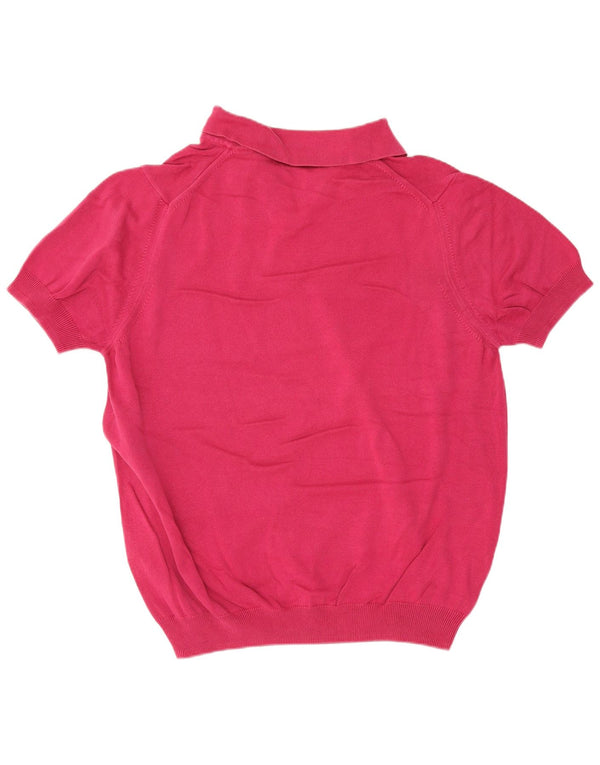 Zara Herre Kortærmet Polo Neck Jumper Sweater Medium Pink Bomuld