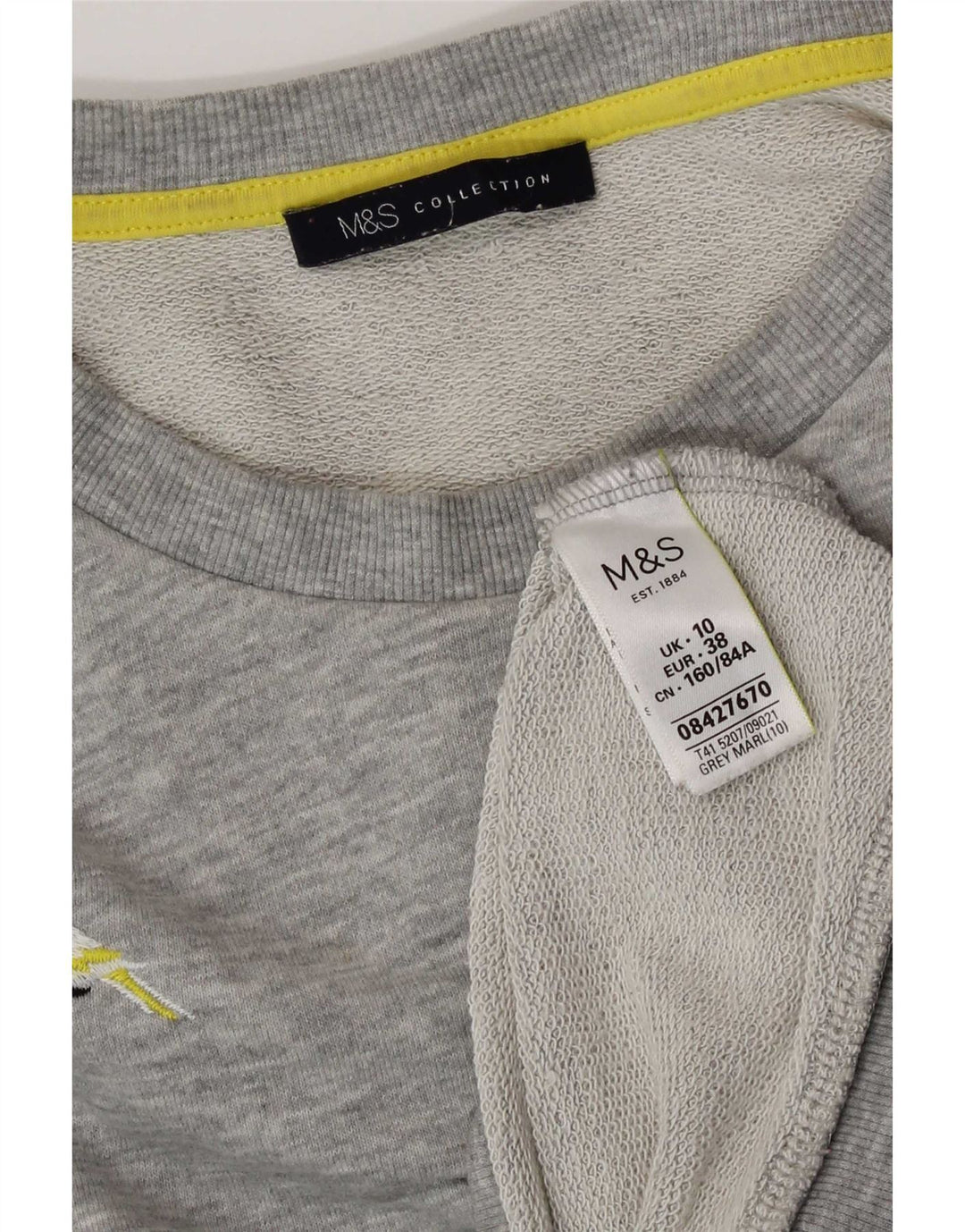 Marks & Spencer Dame Grafisk Sweatshirt Jumper UK 10 Lille Grå Polyester