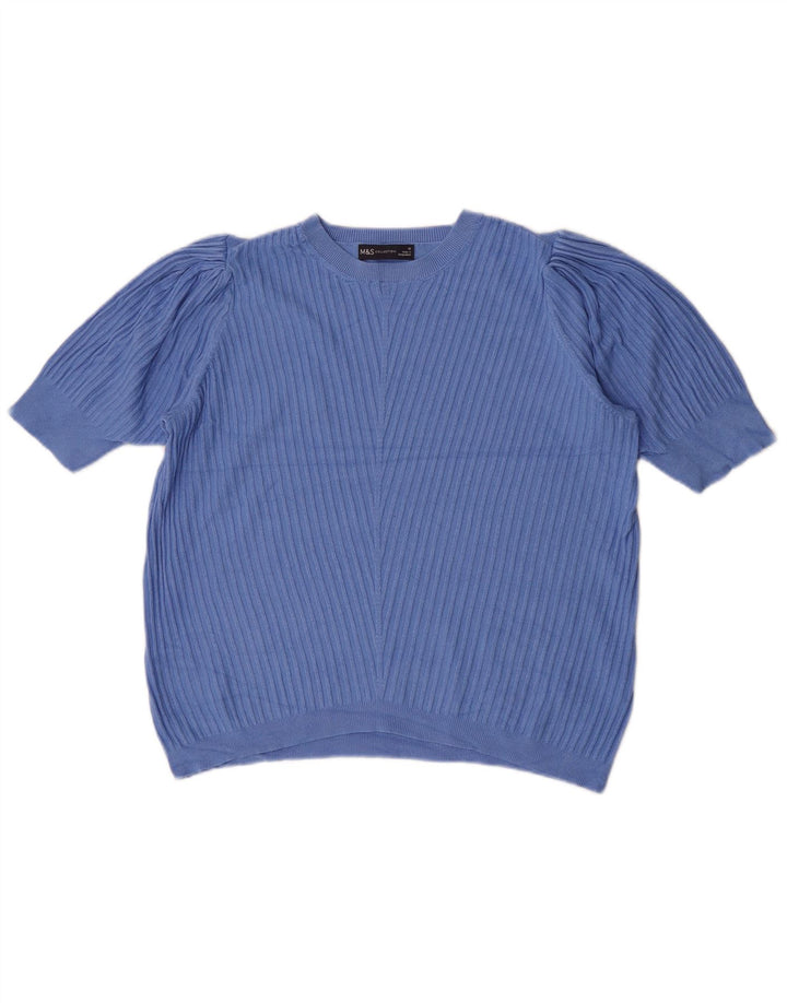 Marks & Spencer Dame Bluse Top UK 18 XL Blue Viscose