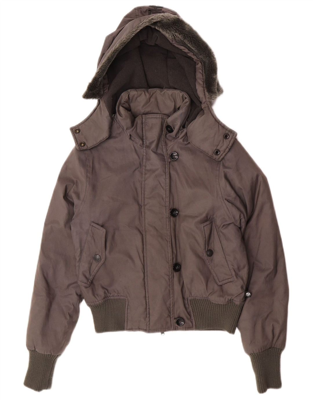 North Sails Dame Oversized Grafisk Hooded Bomber Jacket UK 6 XS Grå