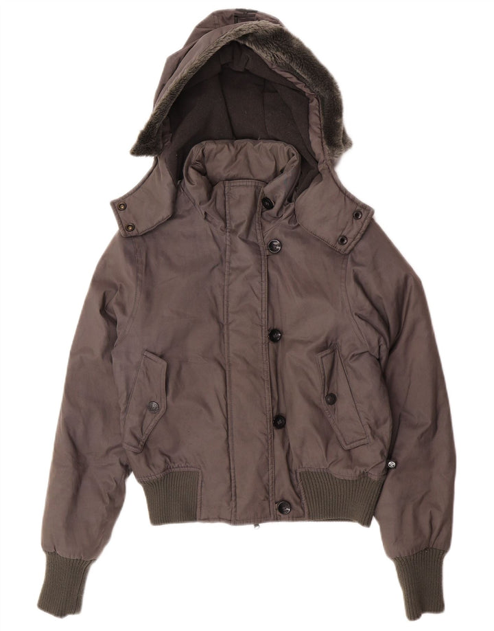North Sails Dame Oversized Grafisk Hooded Bomber Jacket UK 6 XS Grå