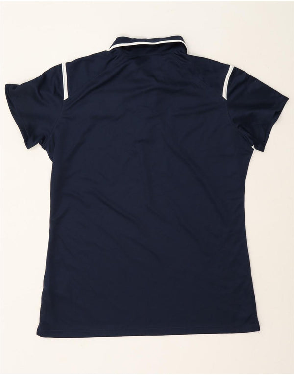 Nike Dame Dri Fit Grafisk Polo Shirt UK 16 Large Navy Blue Colourblock