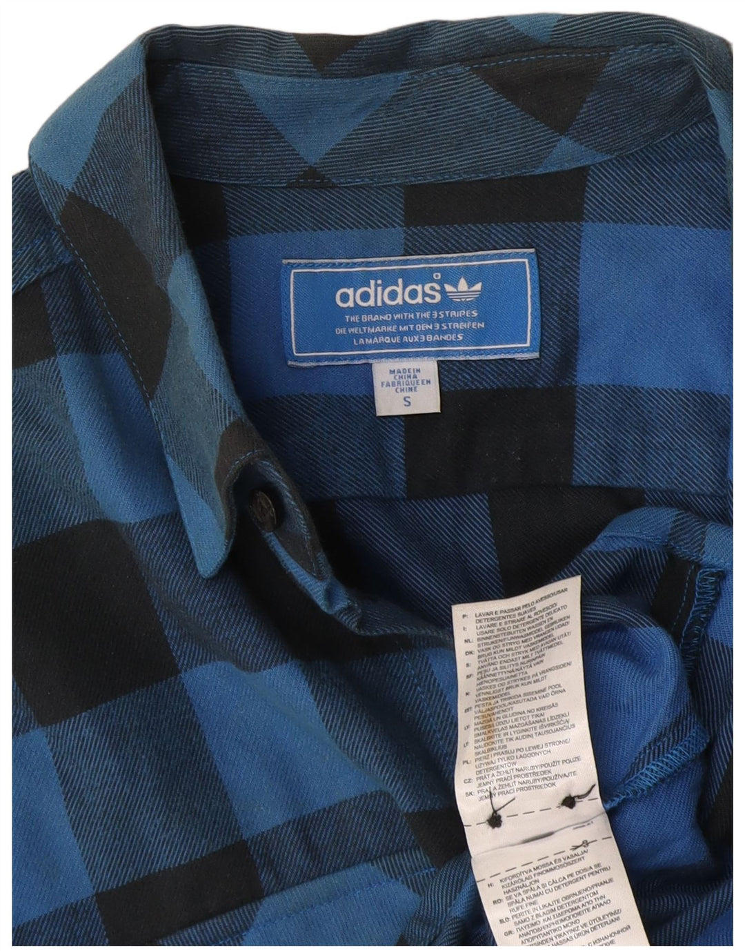 Adidas Flanelskjorte til mænd, lille blå Gingham bomuld